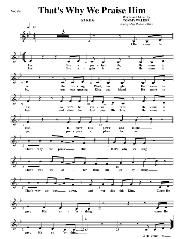 That's Why We Praise Him Lead Sheet (G3 Kids)