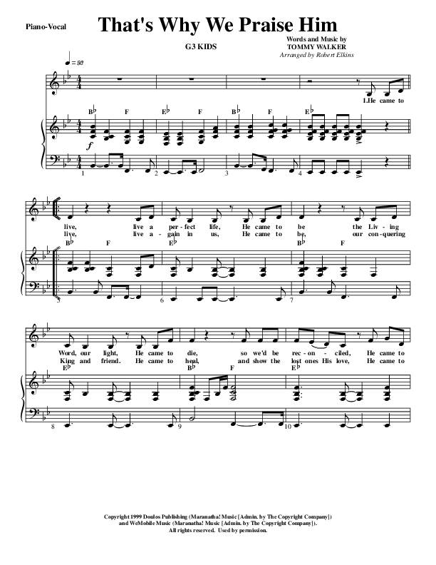 That's Why We Praise Him Piano/Vocal (G3 Kids)