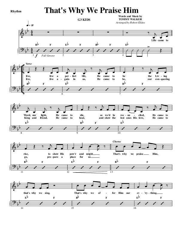 That's Why We Praise Him Rhythm Chart (G3 Kids)