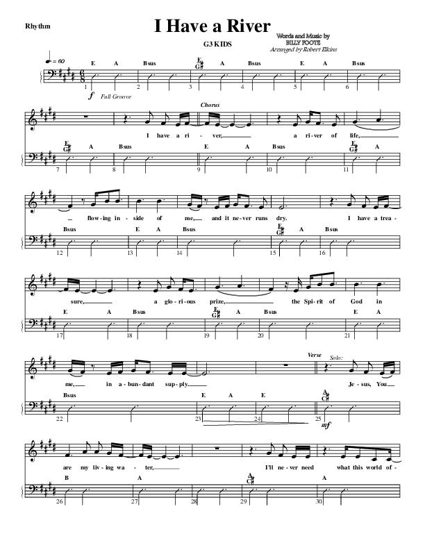 I Have A River Rhythm Chart (G3 Kids)