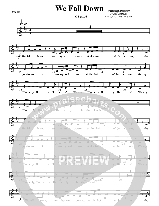 We Fall Down Lead Sheet (G3 Kids)