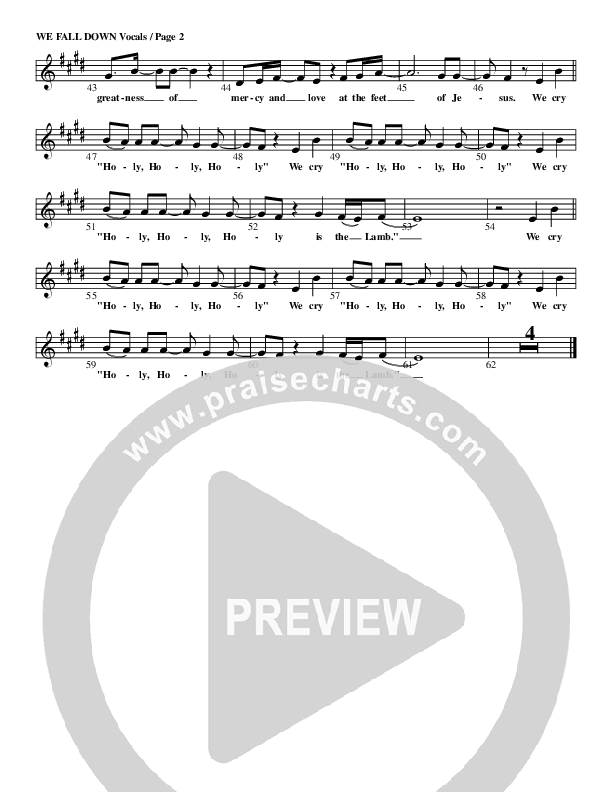 We Fall Down Lead Sheet (G3 Kids)