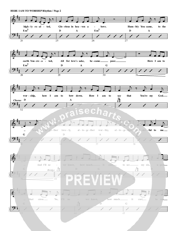 Here I Am To Worship Rhythm Chart (G3 Kids)