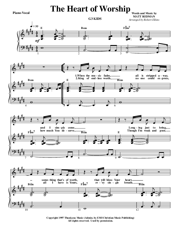 The Heart Of Worship Piano/Vocal (G3 Kids)