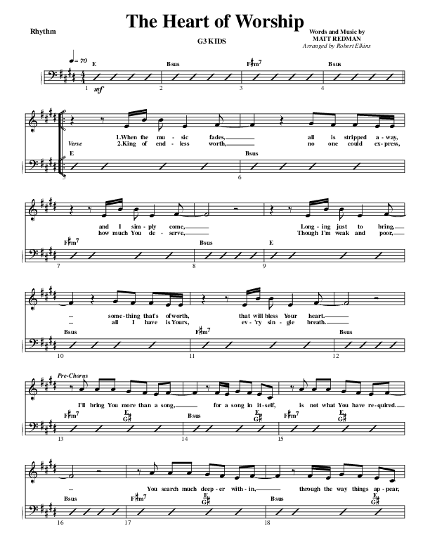 The Heart Of Worship Rhythm Chart (G3 Kids)