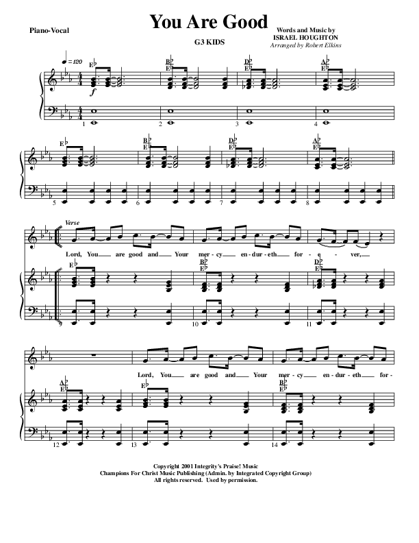 You Are Good Piano/Vocal (G3 Kids)