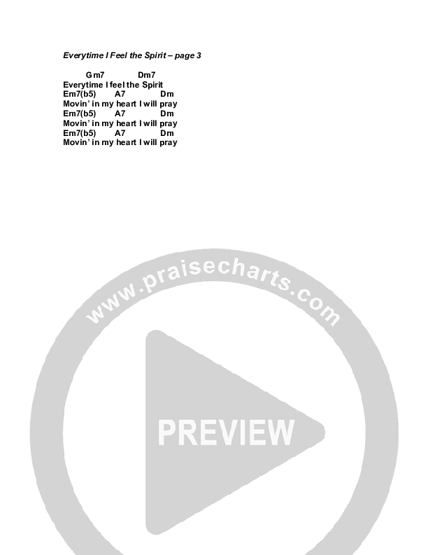 Everytime I Feel The Spirit Chords & Lyrics (G3 Kids)