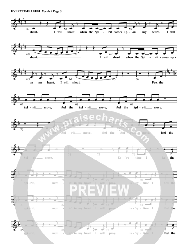 Everytime I Feel The Spirit Lead Sheet (G3 Kids)