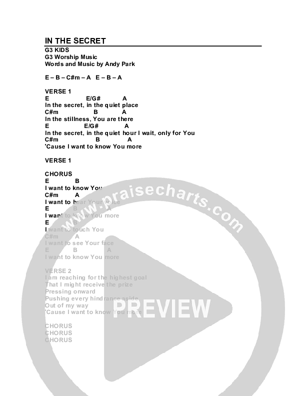 In The Secret Chords & Lyrics (G3 Kids)