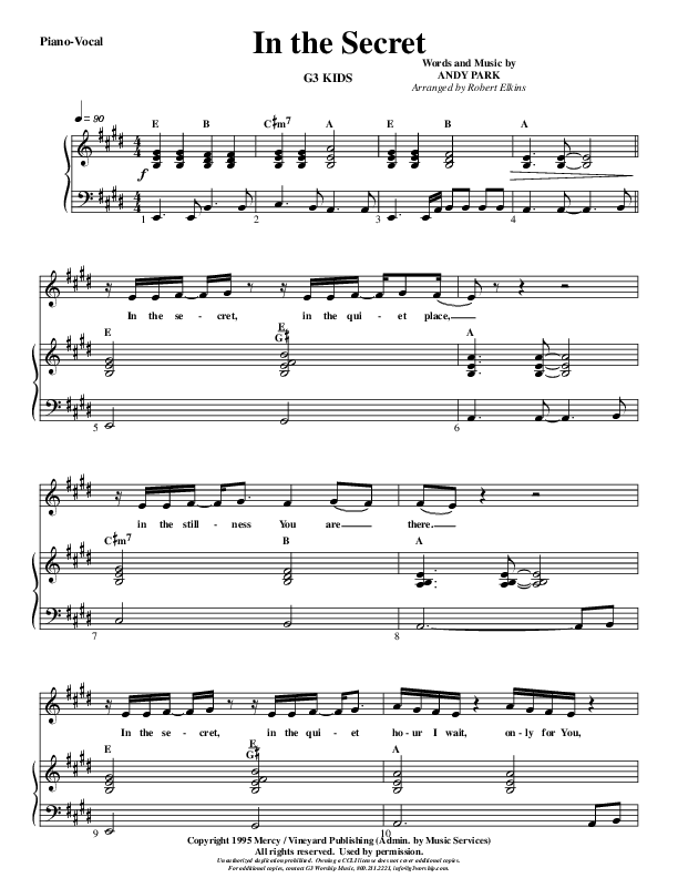 In The Secret Piano/Vocal (G3 Kids)