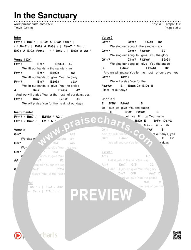 In The Sanctuary Chords & Lyrics (Travis Cottrell)