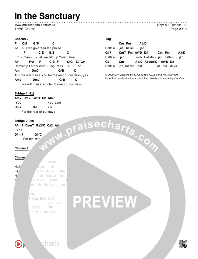 In The Sanctuary Chords & Lyrics (Travis Cottrell)