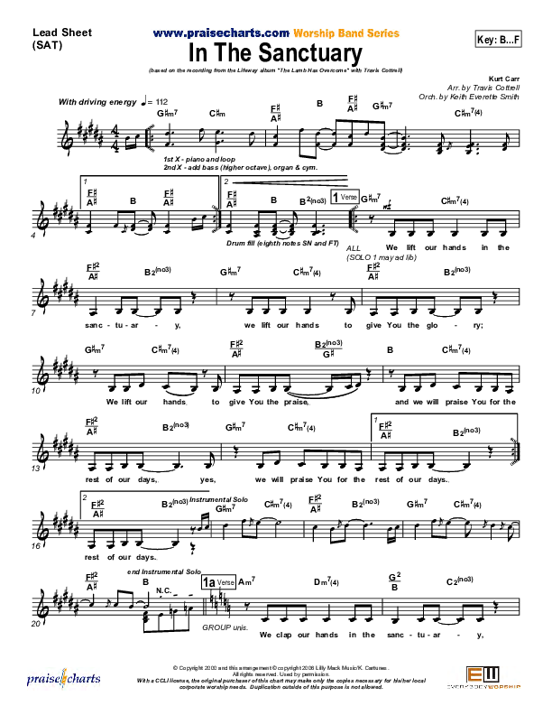 In The Sanctuary Lead Sheet (SAT) (Travis Cottrell)