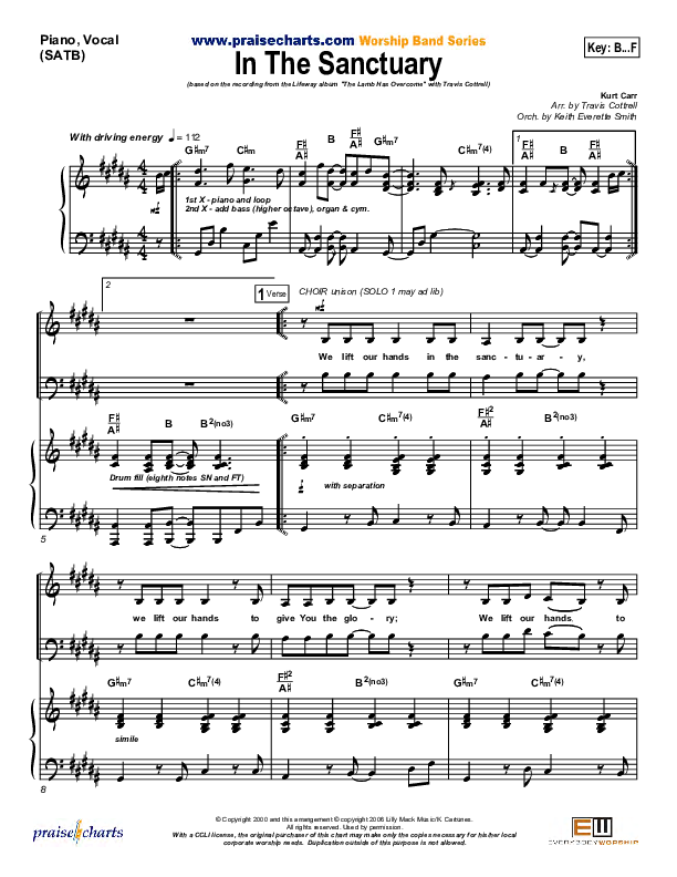 In The Sanctuary Piano/Vocal (SATB) (Travis Cottrell)