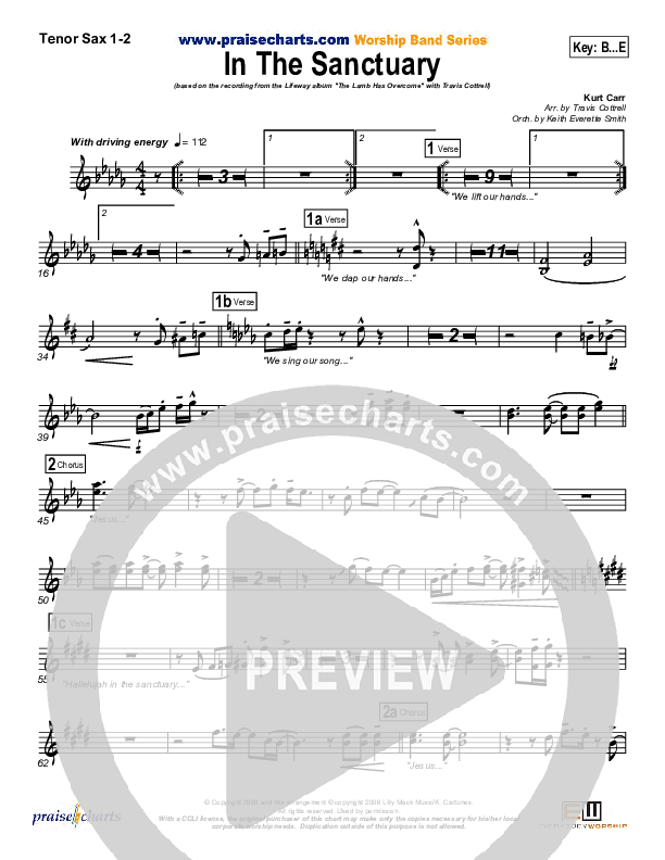 In The Sanctuary Tenor Sax 1/2 (Travis Cottrell)