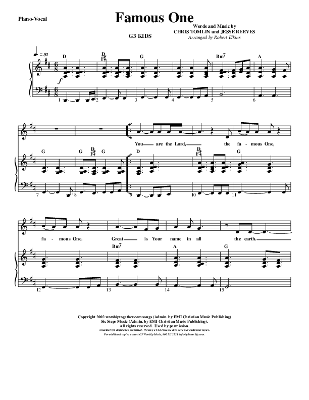 Famous One Lead & Piano (G3 Kids)