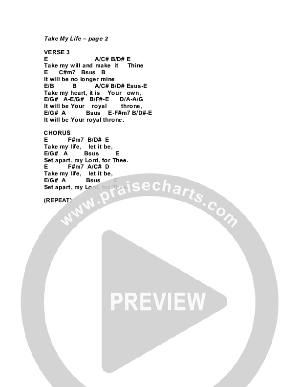 Take My Life Chords & Lyrics (G3 Kids)