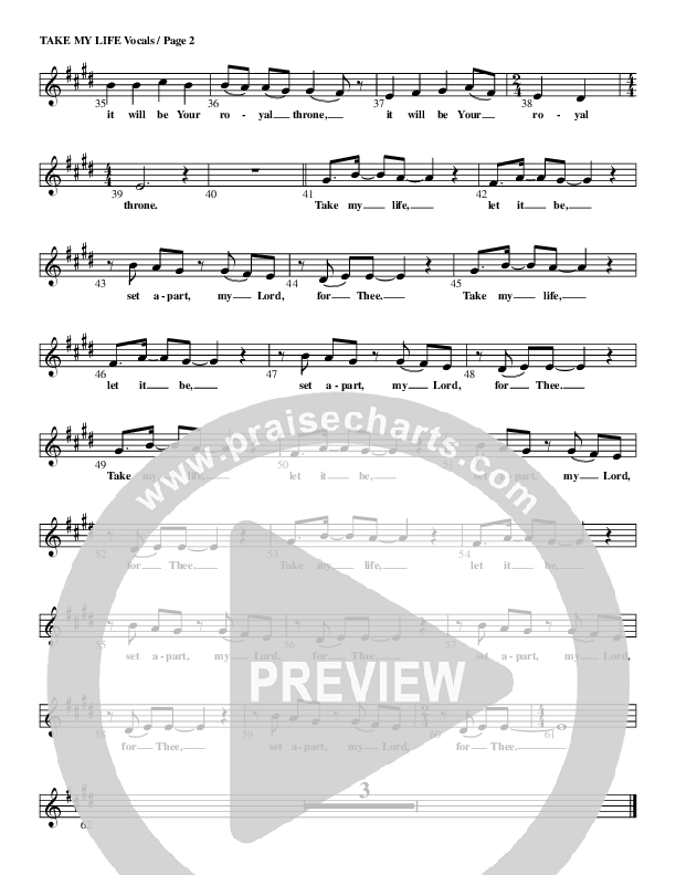 Take My Life Lead Sheet (G3 Kids)