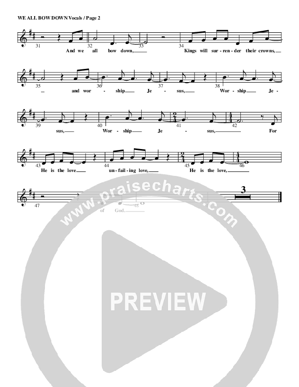 We All Bow Down Lead Sheet (G3 Kids)