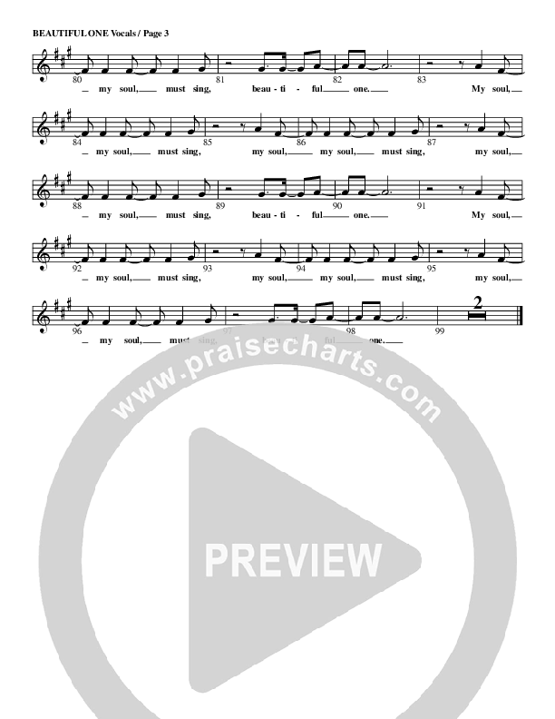 Beautiful One Lead Sheet (G3 Kids)