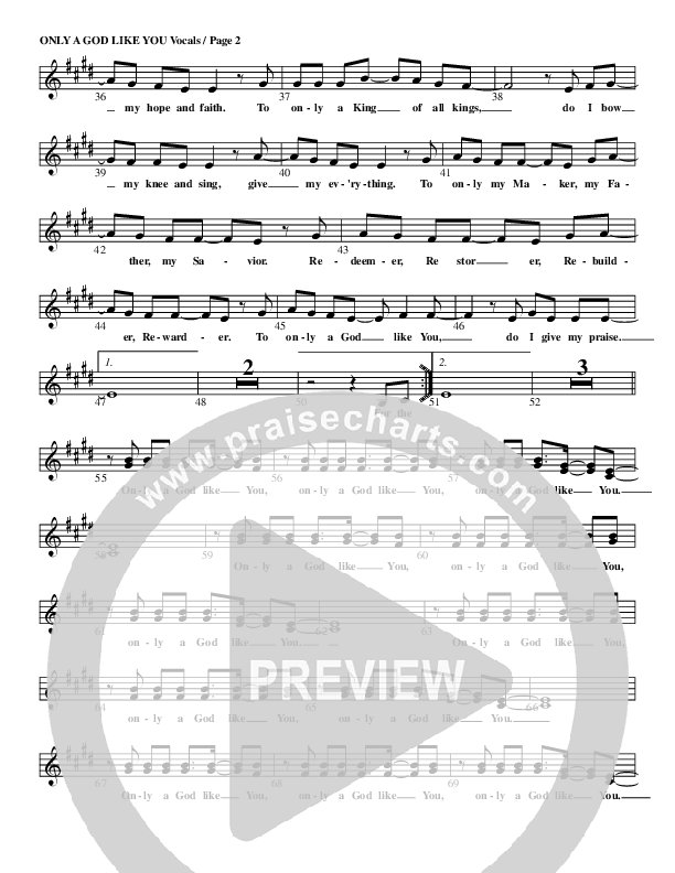 Only A God Like You Lead Sheet (G3 Kids)