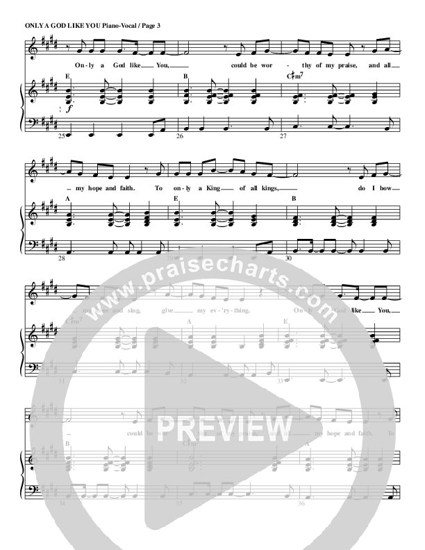 Only A God Like You Piano/Vocal (G3 Kids)