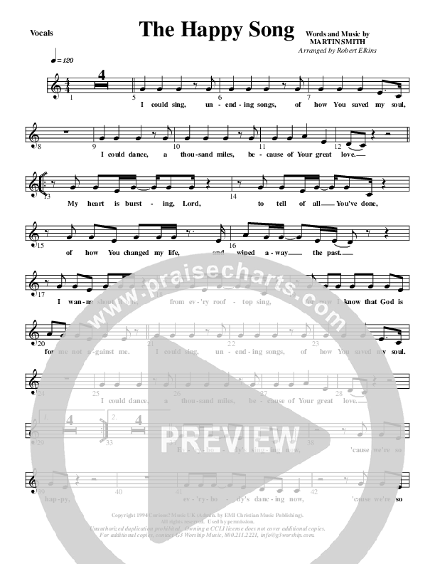 The Happy Song Lead Sheet (G3 Kids)