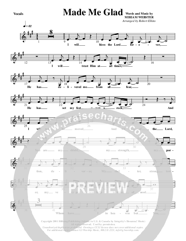 Made Me Glad Lead Sheet (G3 Kids)