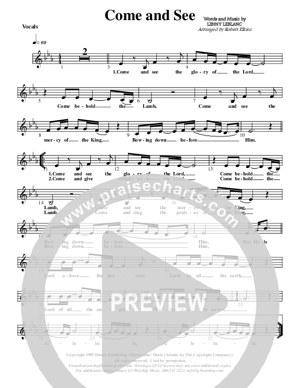 Come And See Lead Sheet (G3 Kids)