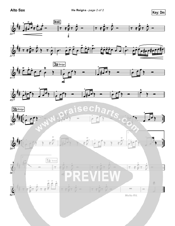 He Reigns (with Awesome God) Alto Sax (Travis Cottrell)