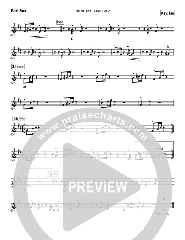 He Reigns (with Awesome God) Bari Sax (Travis Cottrell)