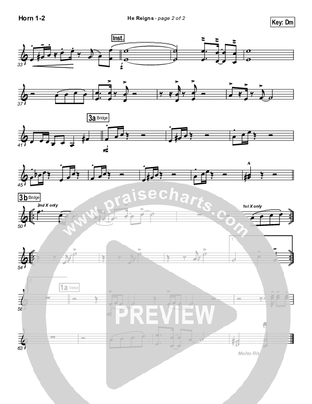 He Reigns (with Awesome God) French Horn 1/2 (Travis Cottrell)