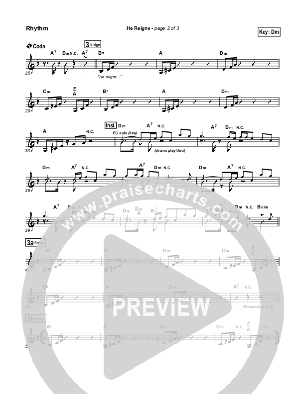 He Reigns (with Awesome God) Rhythm Chart (Travis Cottrell)