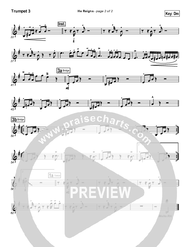 He Reigns (with Awesome God) Trumpet 3 (Travis Cottrell)