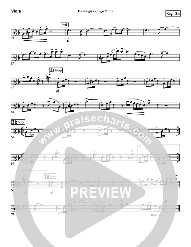 He Reigns (with Awesome God) Viola (Travis Cottrell)