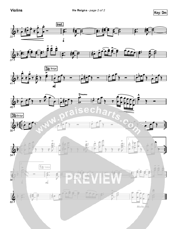 He Reigns (with Awesome God) Violins (Travis Cottrell)