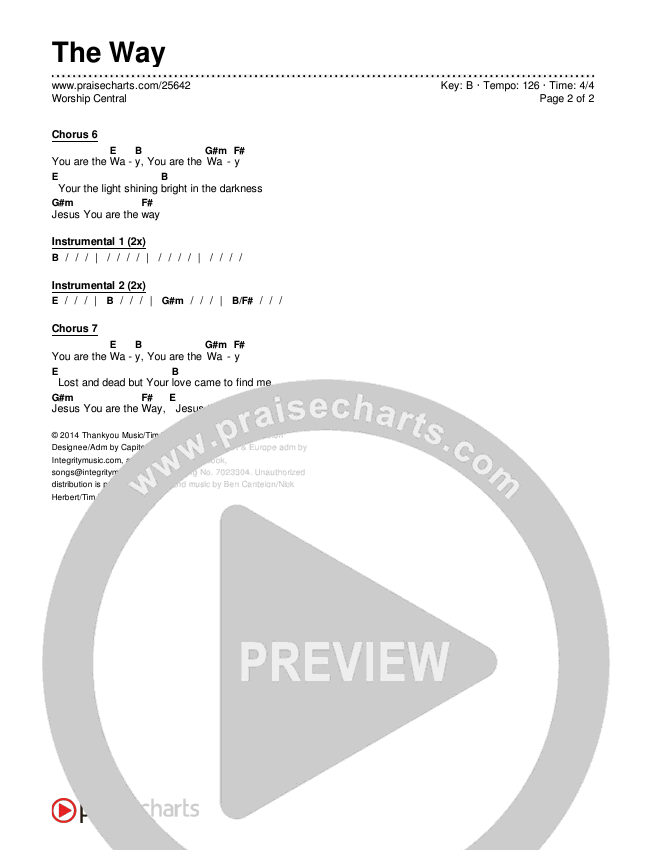 The Way Chords & Lyrics (Worship Central)