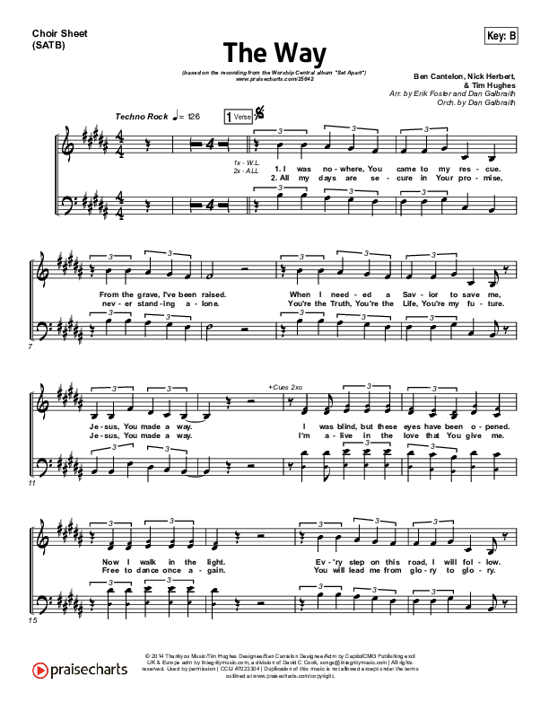 The Way Choir Sheet (SATB) (Worship Central)