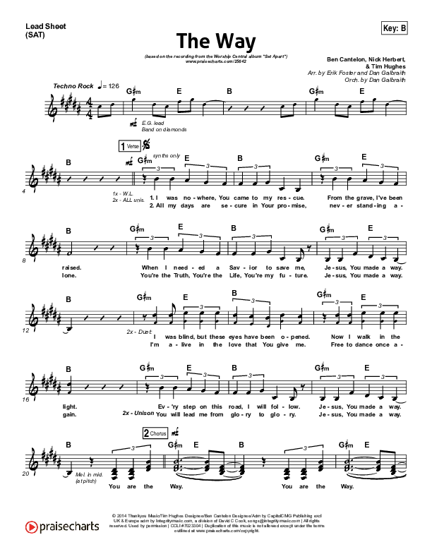 The Way Lead Sheet (SAT) (Worship Central)