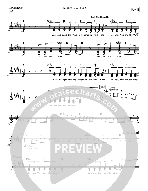The Way Lead Sheet (SAT) (Worship Central)
