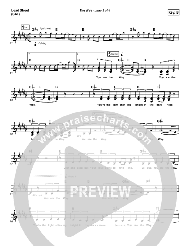 The Way Lead Sheet (SAT) (Worship Central)
