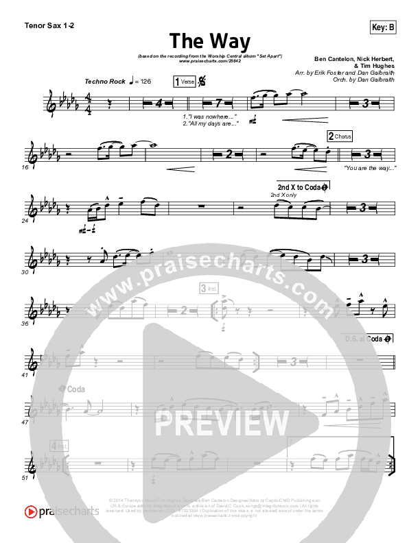 The Way Tenor Sax 1/2 (Worship Central)