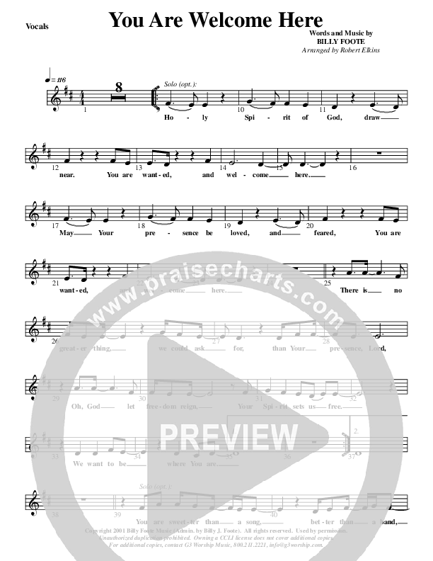 You Are Welcome Here Lead Sheet (G3 Kids)