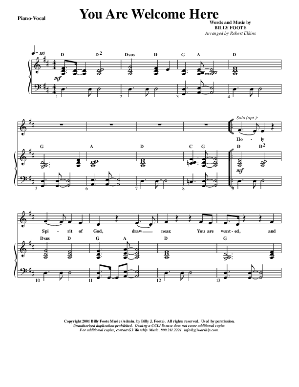 You Are Welcome Here Lead & Piano (G3 Kids)