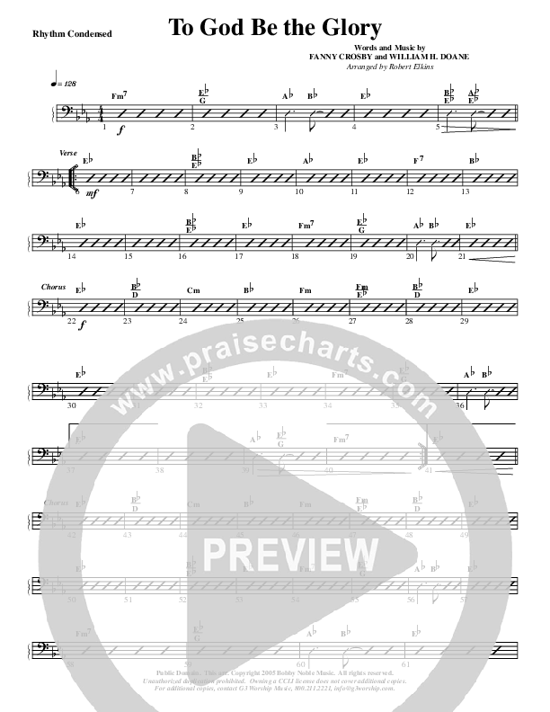 To God Be The Glory Rhythm Chart (G3 Kids)