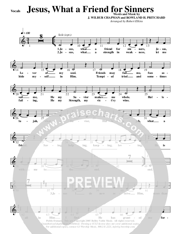 Jesus What A Friend For Sinners Lead Sheet (G3 Kids)