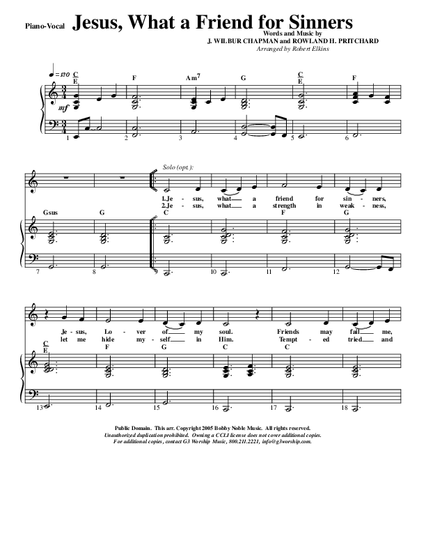 Jesus What A Friend For Sinners Lead & Piano (G3 Kids)