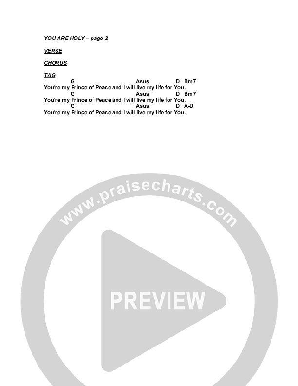You Are Holy (Prince of Peace) Chords & Lyrics (G3 Kids)