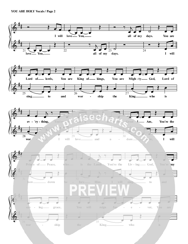 You Are Holy (Prince of Peace) Lead Sheet (G3 Kids)