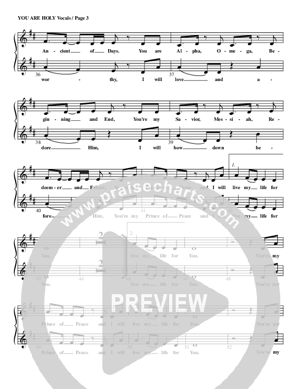 You Are Holy (Prince of Peace) Lead Sheet (G3 Kids)